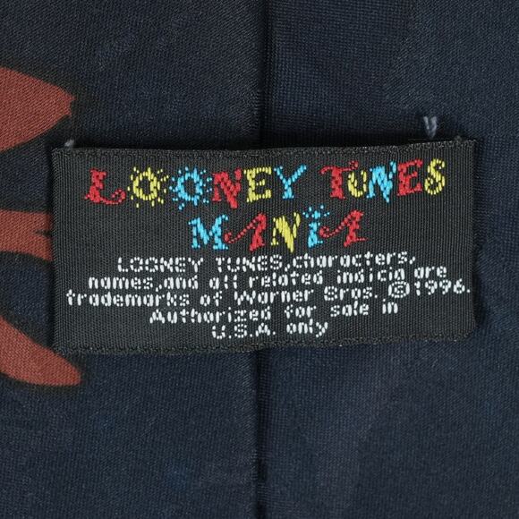 Vtg Looney Tunes Mania Neck Tie 4"x58" Halloween Taz Ghost Jack O Lantern 1996 - Picture 6 of 7